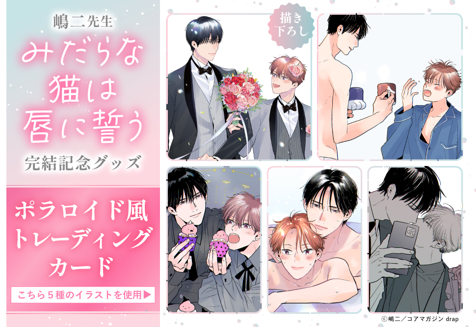 嶋二先生「みだらな猫は唇に誓う」ポラロイド風トレーディングカード（全5種）完結記念グッズ