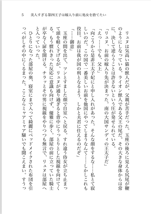 ・【小説】美人すぎる第四王子は嫁入り前に処女を捨てたい